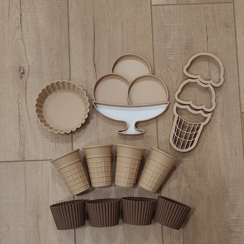 3d Eco Printed Ice Cream Play Set Nature Based Toys